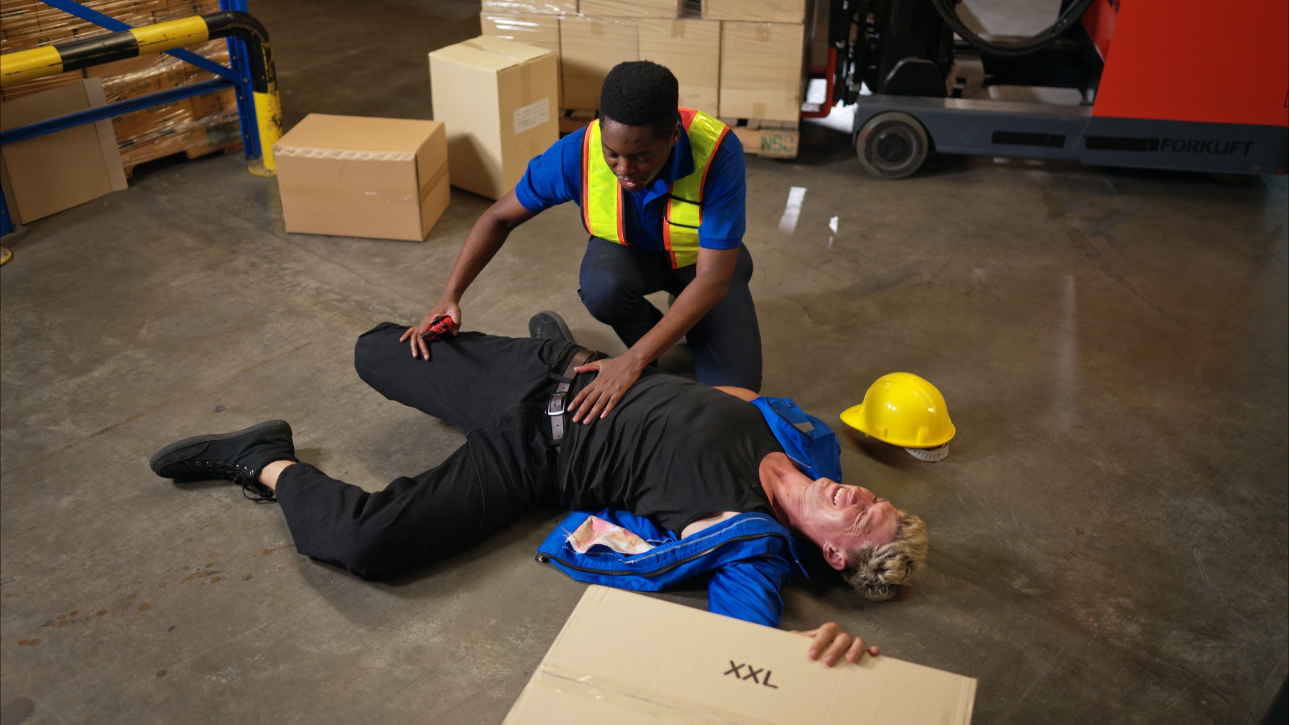 A group of warehouse workers were involved in an accident while