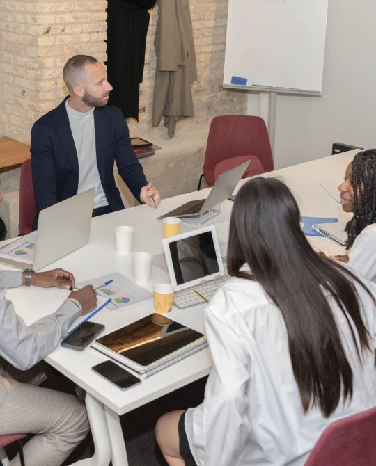 a group of young multiethnic business people have a business mee