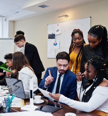 Multiracial young creative people in modern office